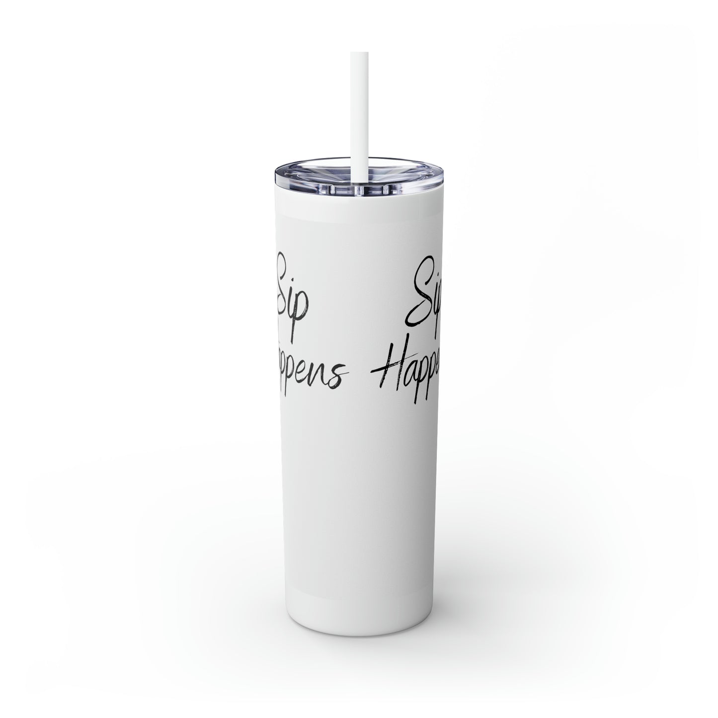 Sip Happens Skinny Tumbler with Straw, 20oz