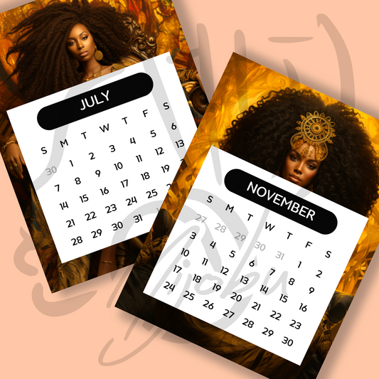 2024 Calendar Template African Queens - Instant Download