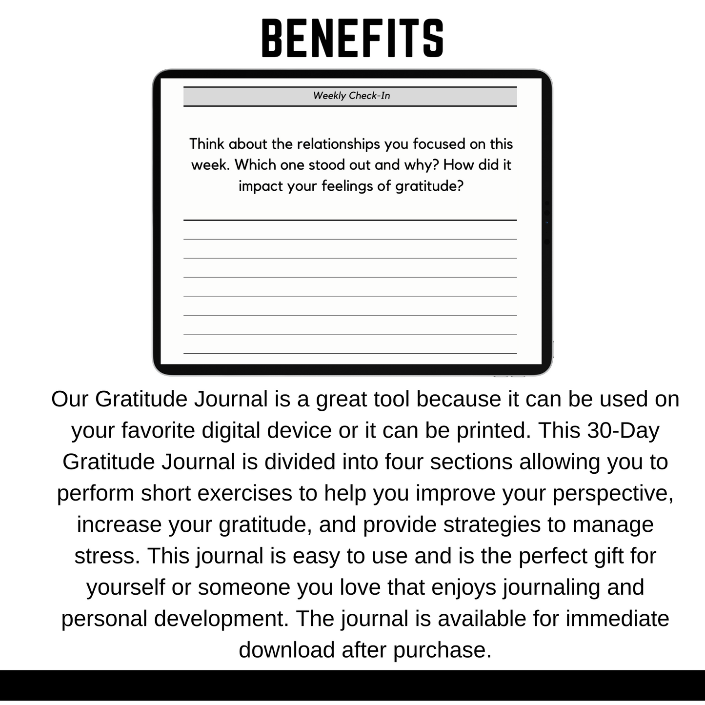 Digital Gratitude Journal - Daily Journaling - Workbook - Self Improvement - Personal Use Only