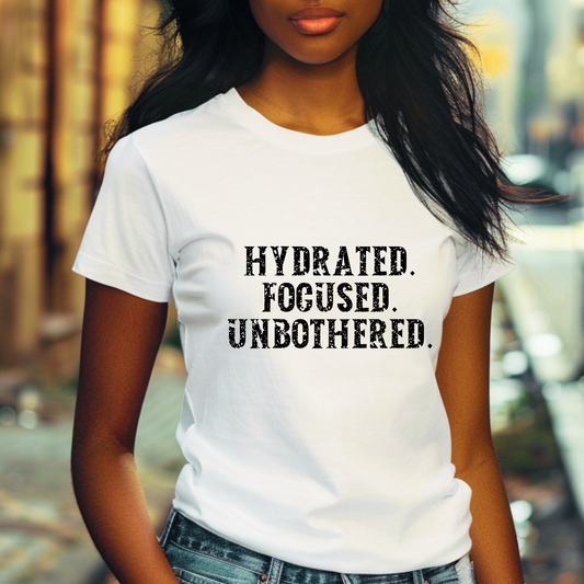 Hydrated - Focused - Unbothered Motivational T-Shirt